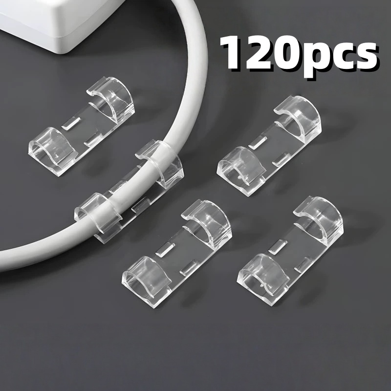 Office Tech And Management - 120pcs Strong Transparent Cable Clips -