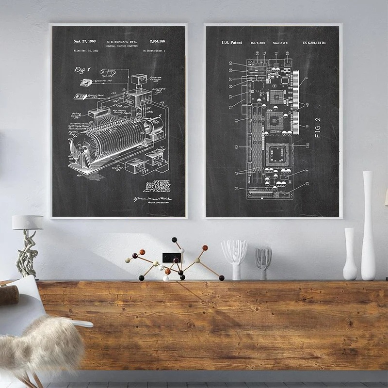 6Pcs Vintage Computer Patent W – обзор и цена Office Print Tech
