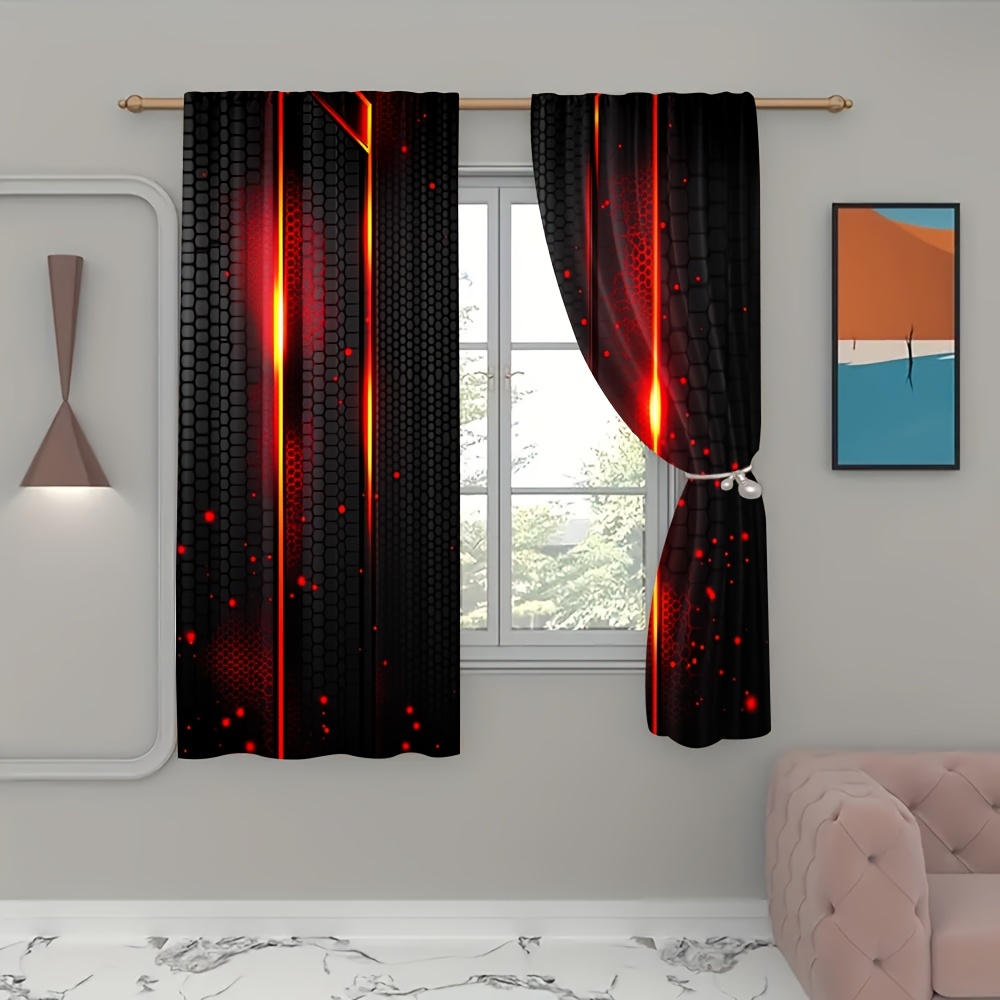 2pcs Lava Curtains Black Red C – обзор и цена Office Print Tech