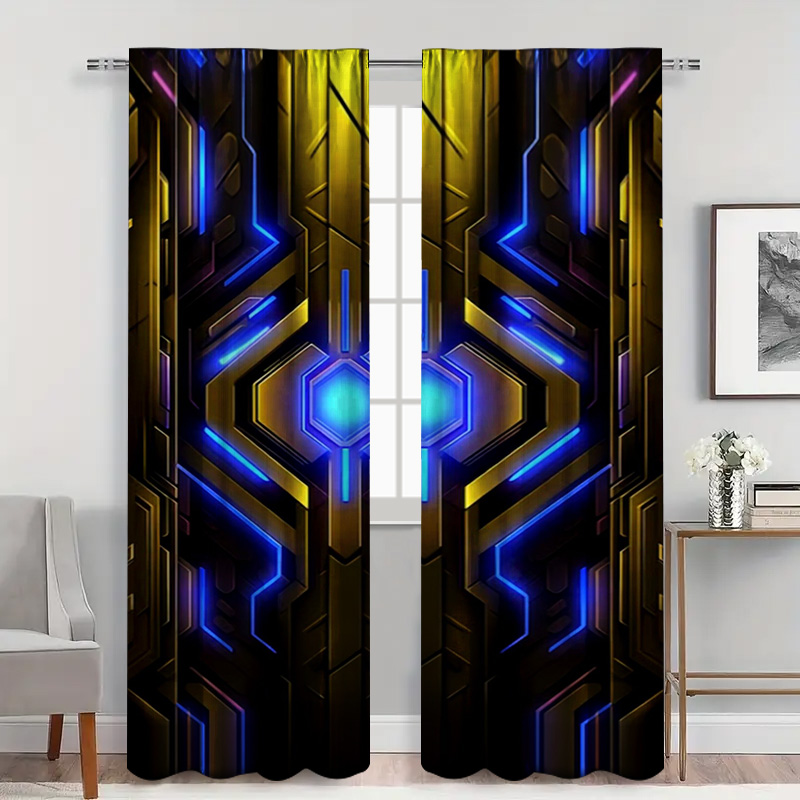2pcs Geometric Tech Curtains w – обзор и цена Office Print Tech