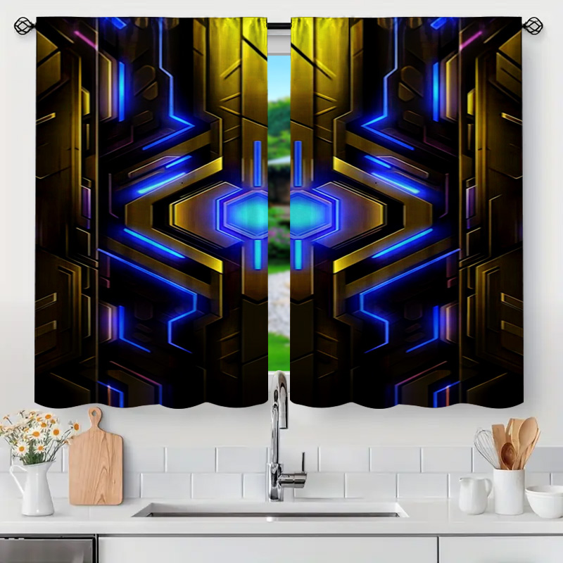 2pcs Geometric Tech Curtains w – обзор и цена Office Print Tech