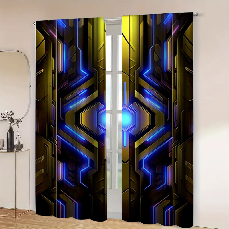 2pcs Geometric Tech Curtains w – обзор и цена Office Print Tech