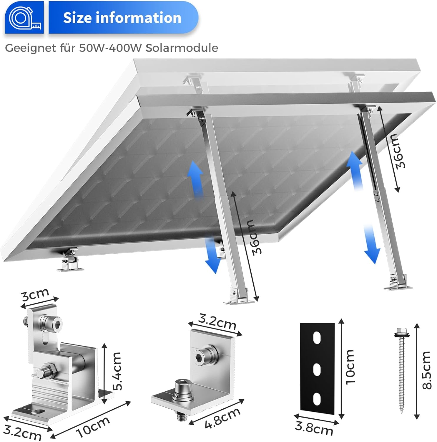 2 Set Adjustable Solar Panel T – обзор и цена Flat Panel Mount Tilt
