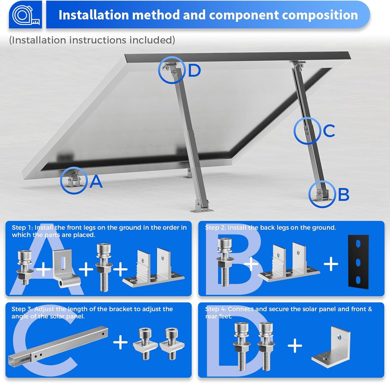 2 Set Adjustable Solar Panel T – обзор и цена Flat Panel Mount Tilt